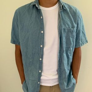 Plain blue button up shirt